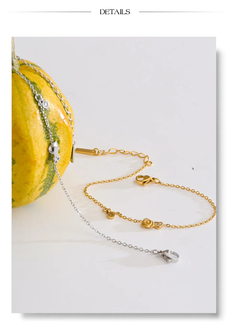 Cubic Zirconia Chain Bracelet — Gold-Plated Stainless Steel with Cubic Zirconia · PS1125