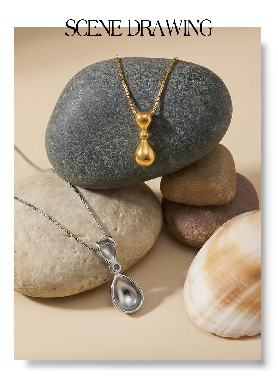Geometric necklace in gold-plated stainless steel.