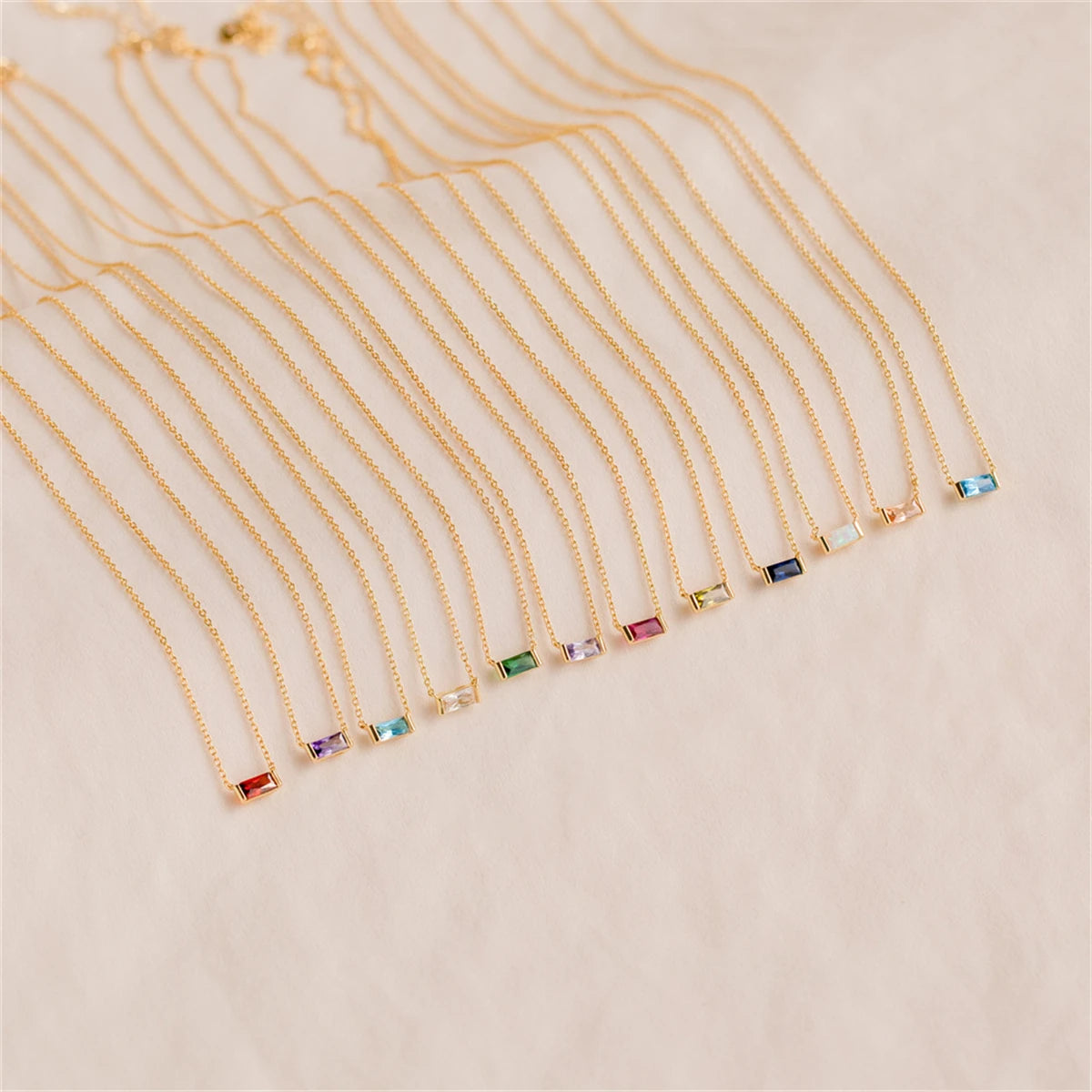 Twelve Month Birthday Stone Necklace 12 Birthday Stone Zircon Necklace Decoration Moon Stone Ladies Stainless Steel