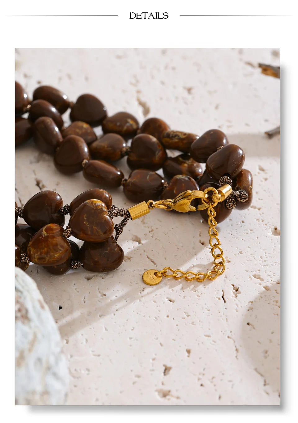 Acrylic Heart Beaded Necklace — Gold-Plated Stainless Steel with Acrylic · PS2237