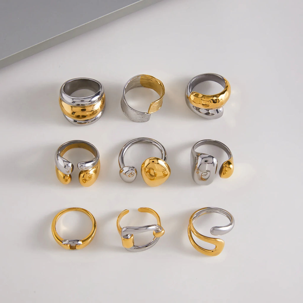 Mixed Stone Ring Stack — Stainless Steel · PS250