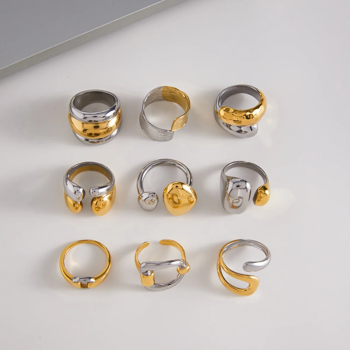 Mixed Stone Ring Stack — Stainless Steel · PS250