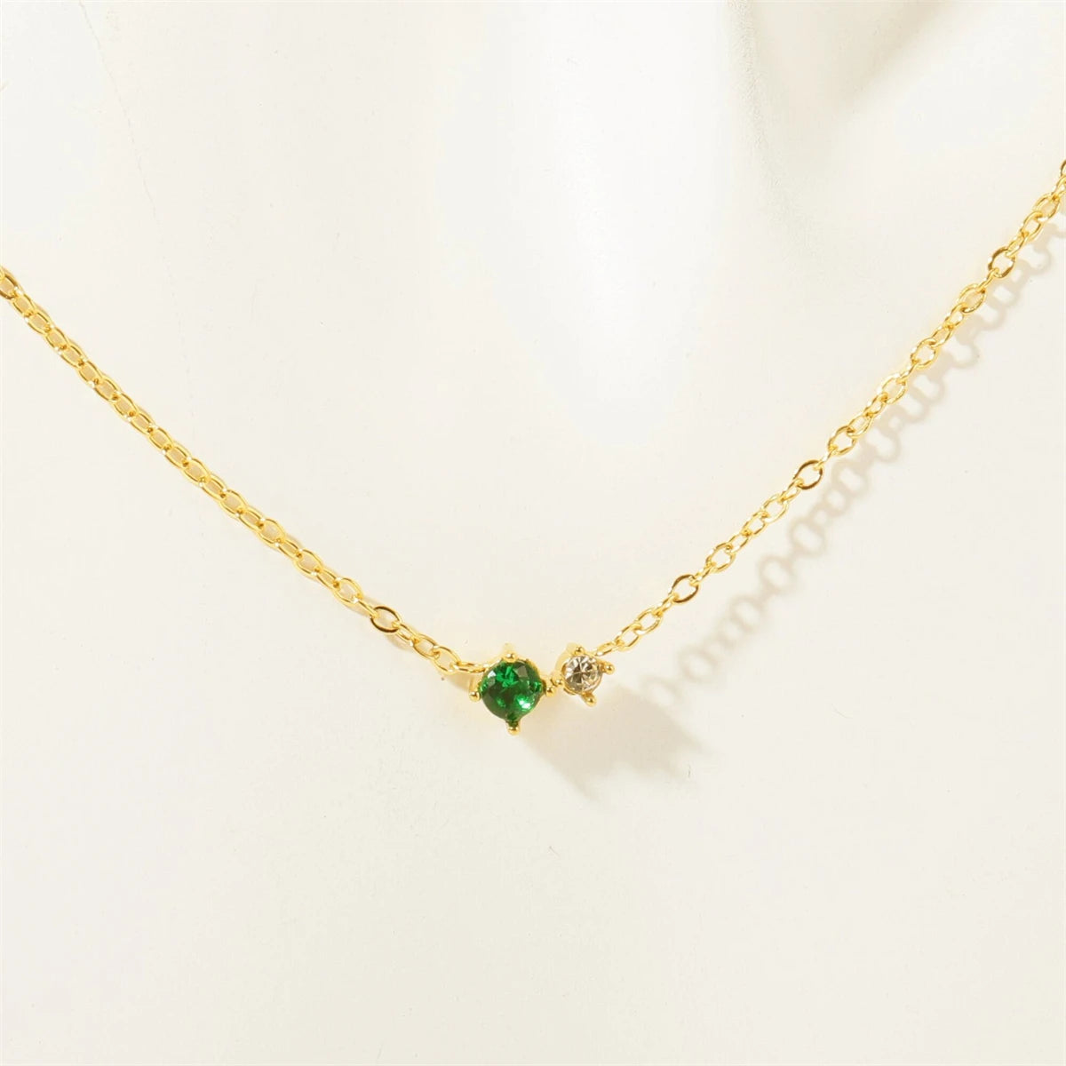Titanium Steel 12 Birthday Stone Zircon Vintage Art Necklace Collar Chain High Color Protection 18K Gold Plated Necklace