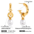 Pearl Hoop Drop Earrings — Stainless Steel · PS082