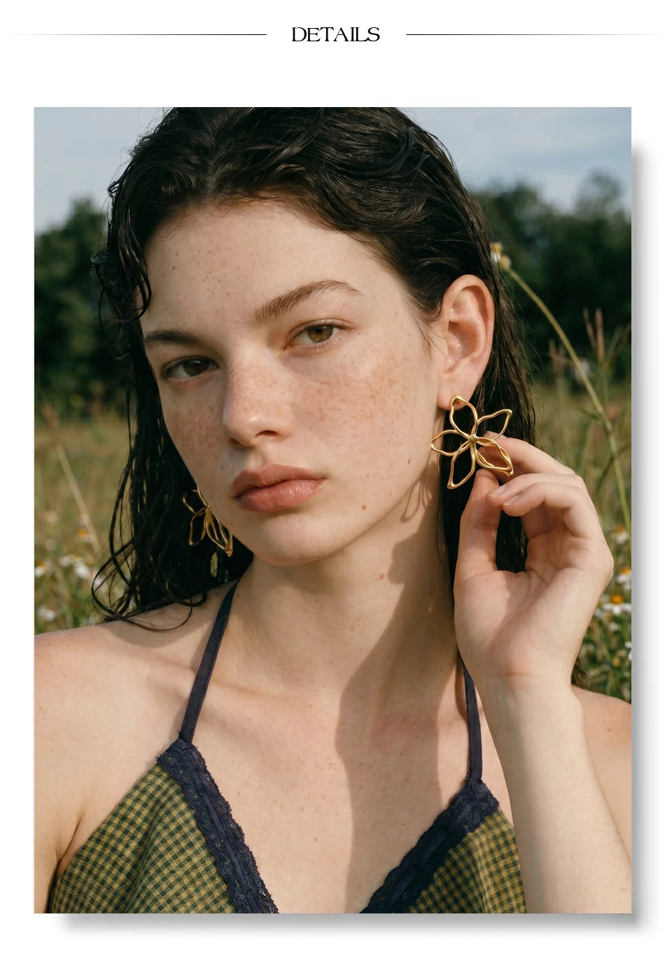 Flower Earrings — Gold-Plated Stainless Steel · PS1533