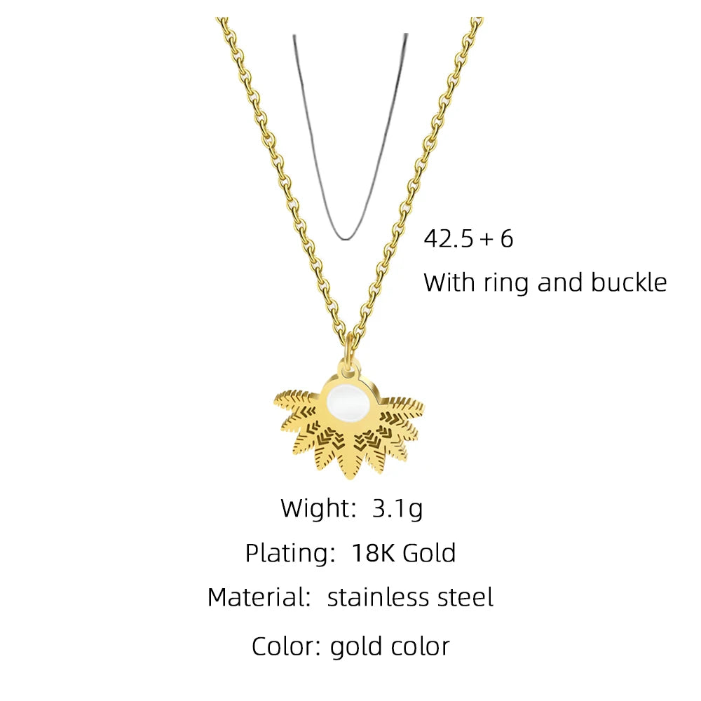 Pendant Necklace Geometric Snowflake Charm — 316L Stainless Steel · PS447