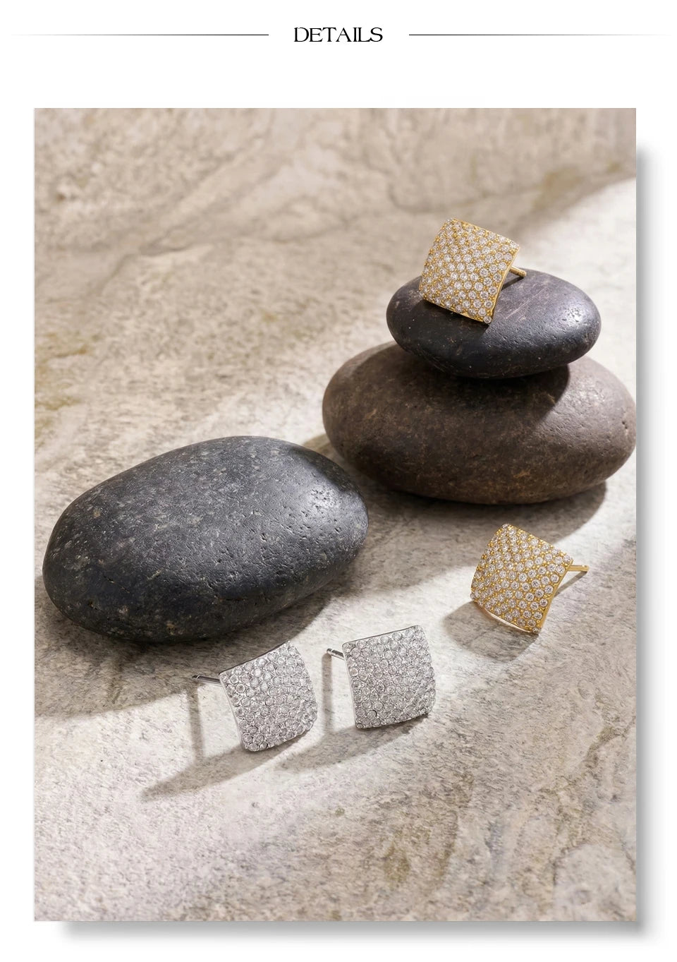 Cubic Zirconia Geometric Earrings — Gold-Plated Stainless Steel with Cubic Zirconia · PS1142