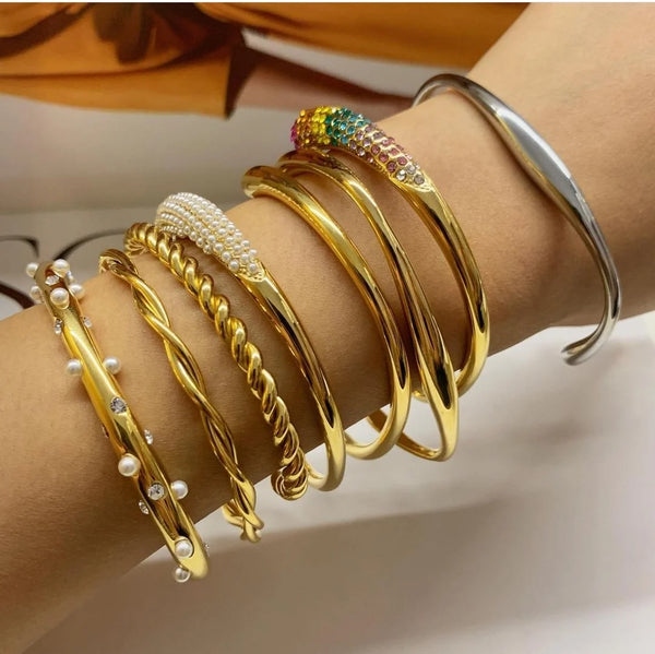 Wide Cuff Open Bracelet — Stainless Steel · PS380