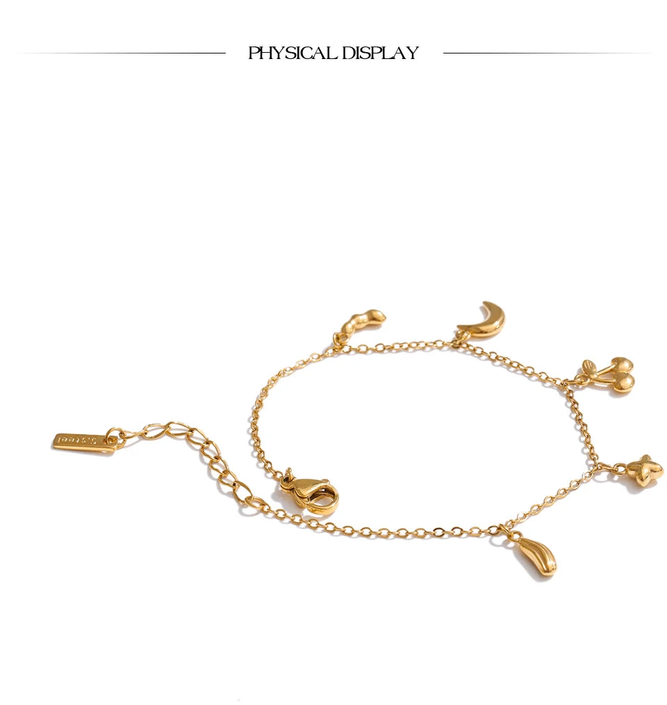 Star Moon Geometric Bracelet — Gold-Plated Stainless Steel · PS1126
