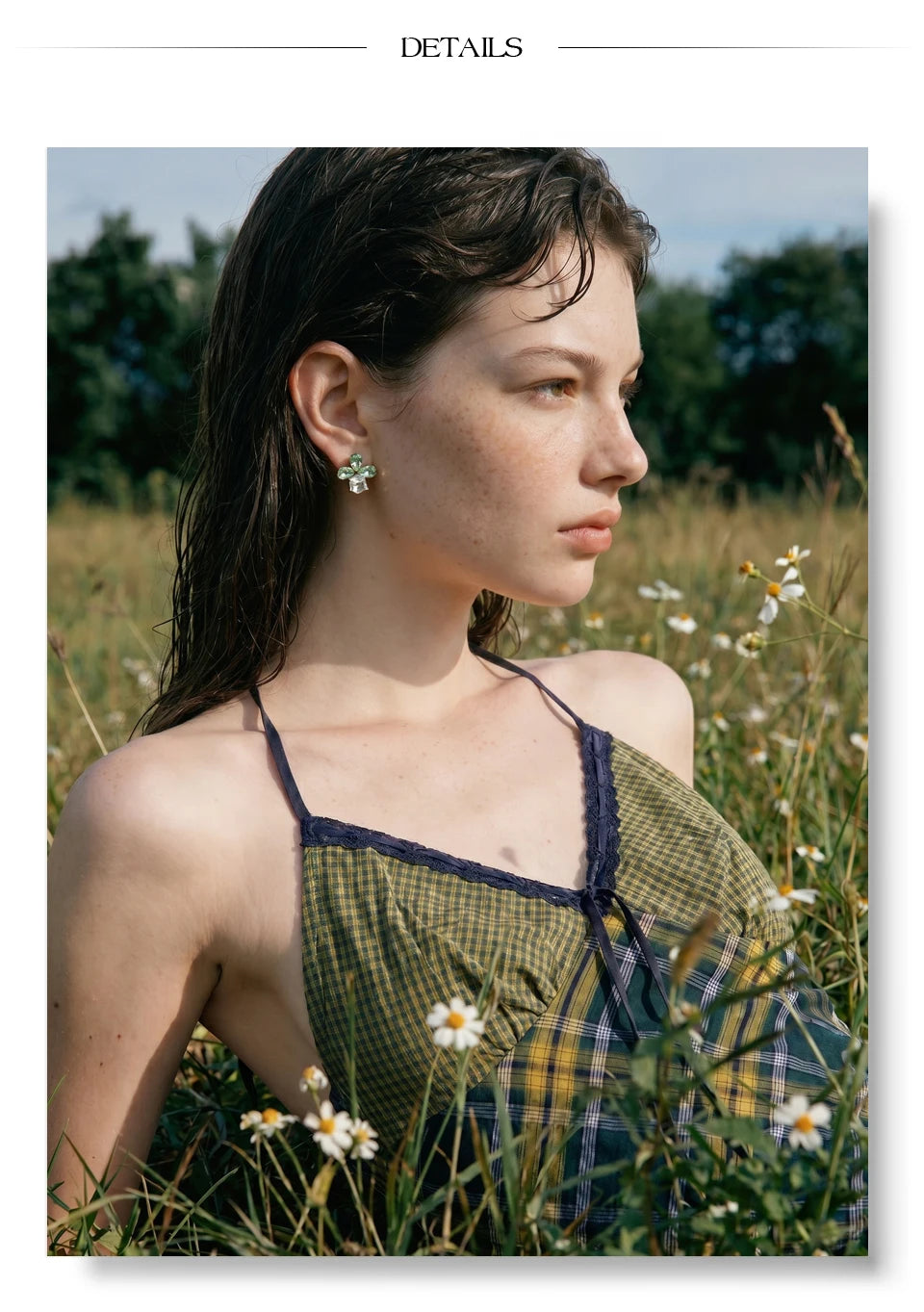 Crystal Flower Geometric Earrings — Gold-Plated Stainless Steel with Crystal · PS1534