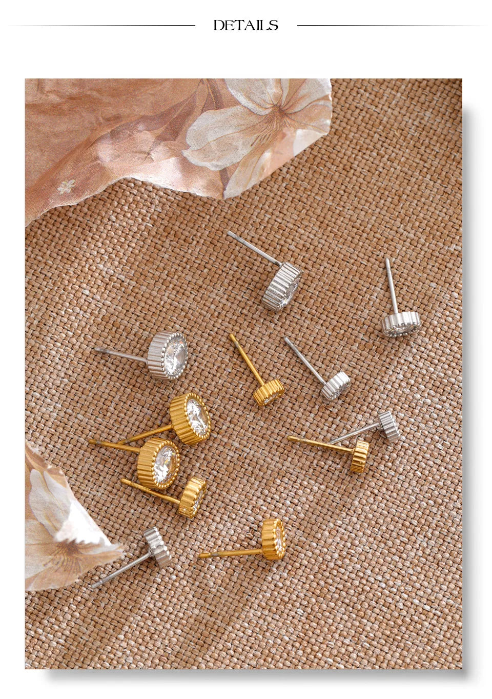Cubic Zirconia Geometric Earrings — Gold-Plated Stainless Steel with Cubic Zirconia · PS1129