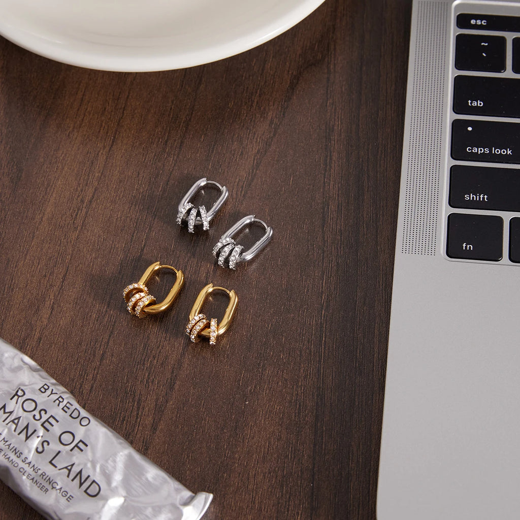 U-Shaped CZ Ear Cuff — Stainless Steel · PS372