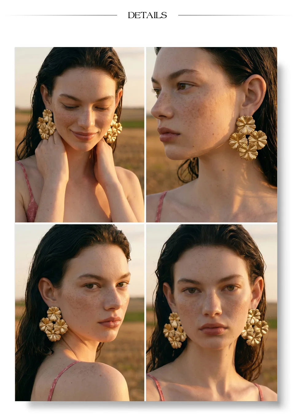 Flower Earrings — 14K Gold-Plated Stainless Steel · PS1379