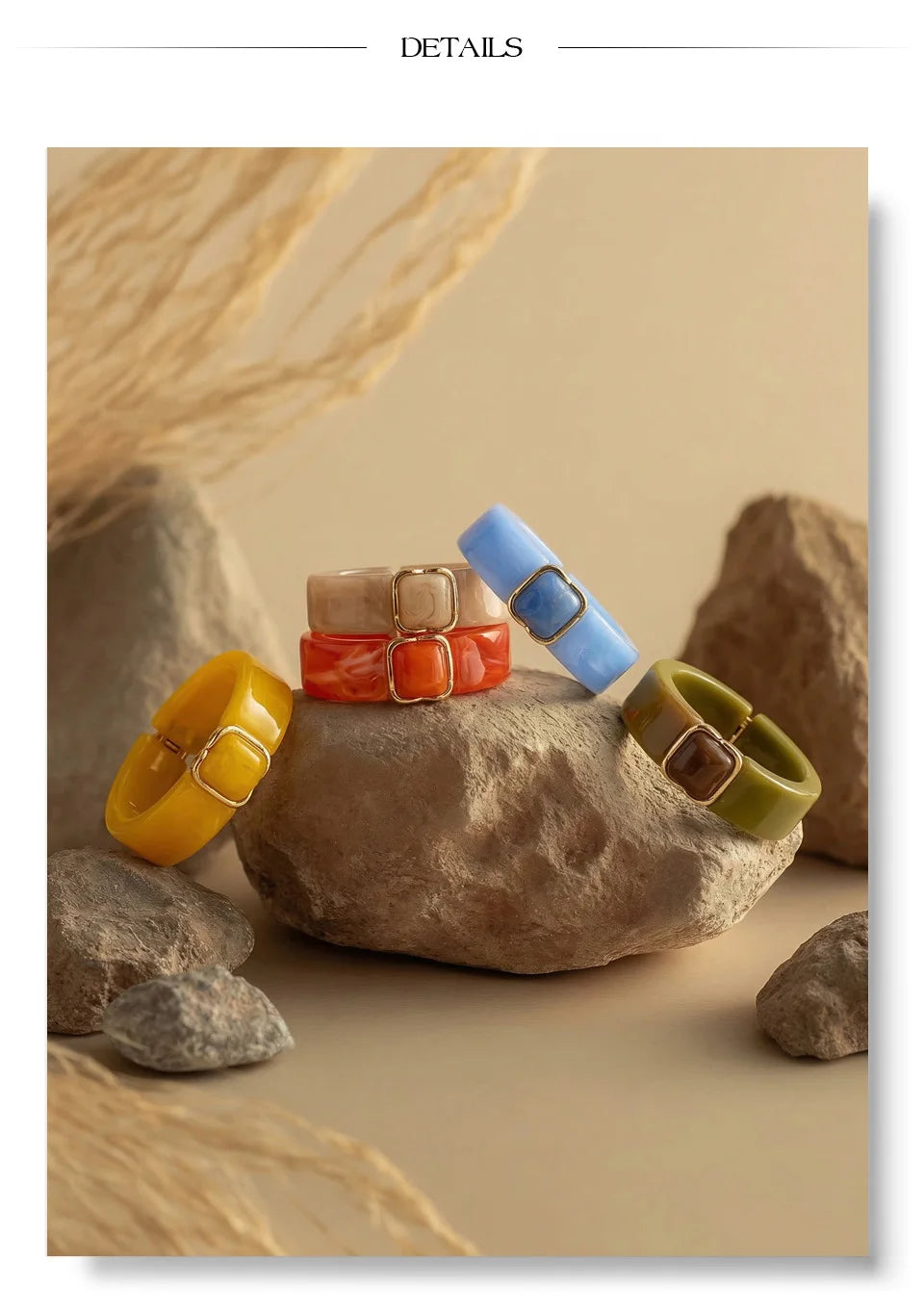 Resin Acrylic Geometric Bracelet — Gold-Plated Stainless Steel with Resin and Acrylic · PS1651