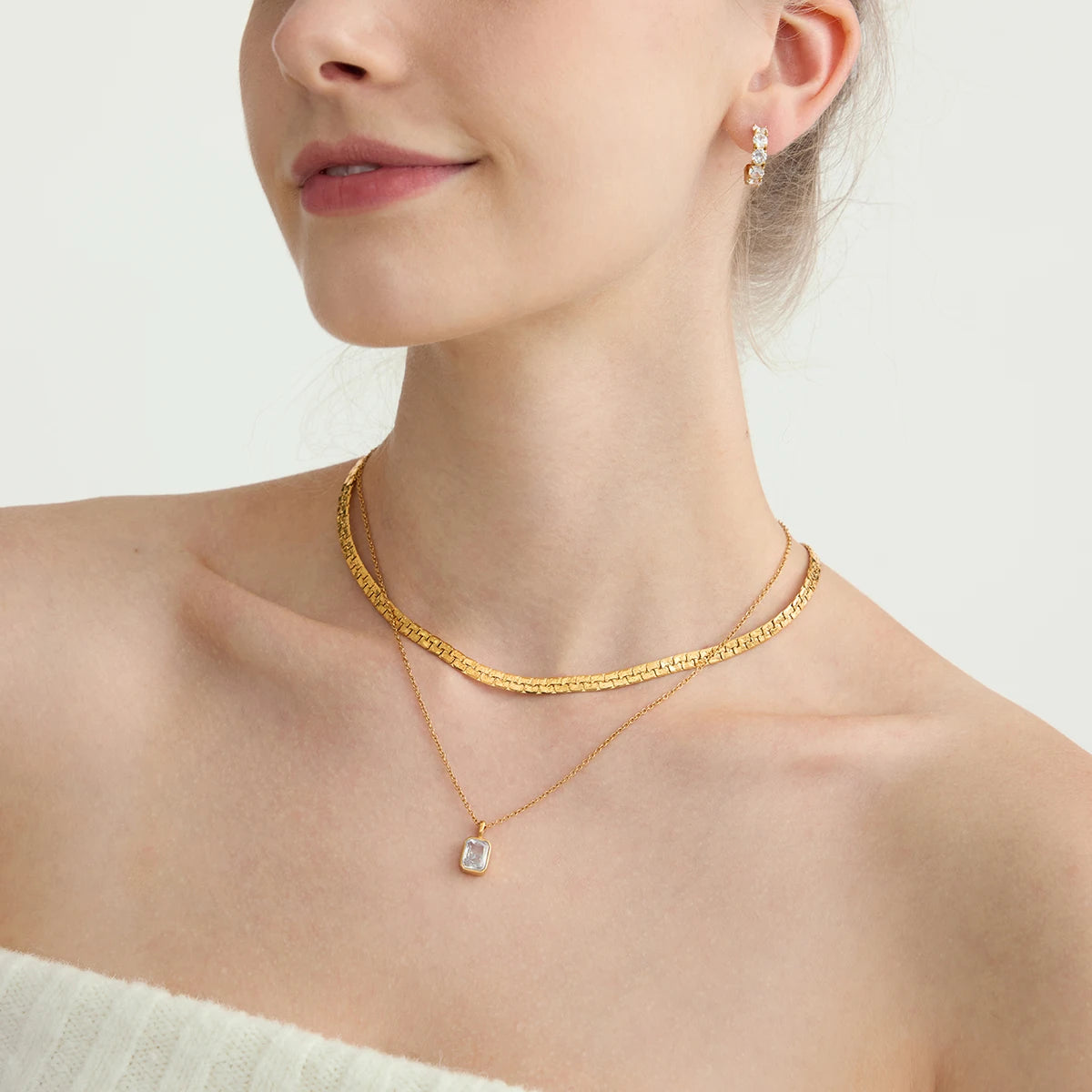Heart Geometric Necklace — Stainless Steel · PS314