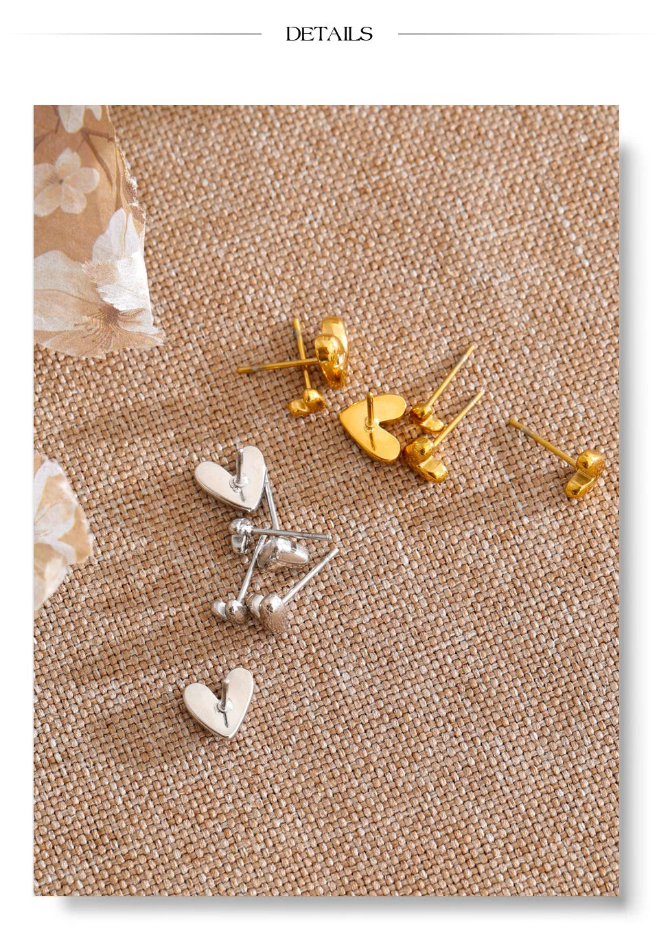 Cubic Zirconia Heart Earrings — Gold-Plated Stainless Steel with Cubic Zirconia · PS1134