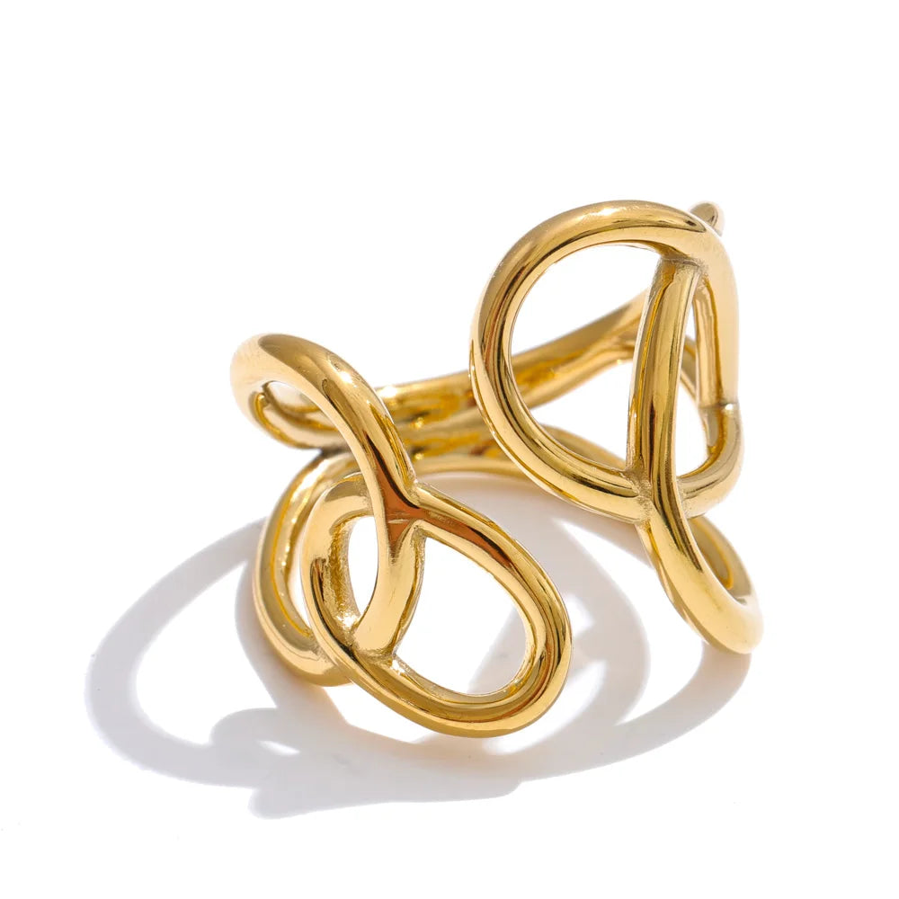 Geometric ring in gold-plated stainless steel.