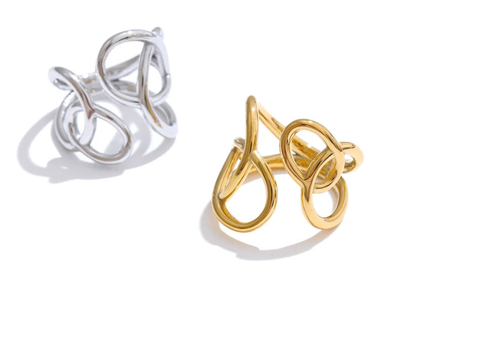 Geometric ring in gold-plated stainless steel.