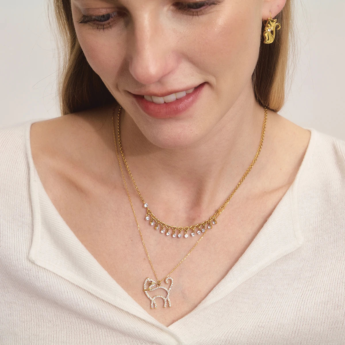 Pet Hug Pendant Necklace — Stainless Steel · PS338