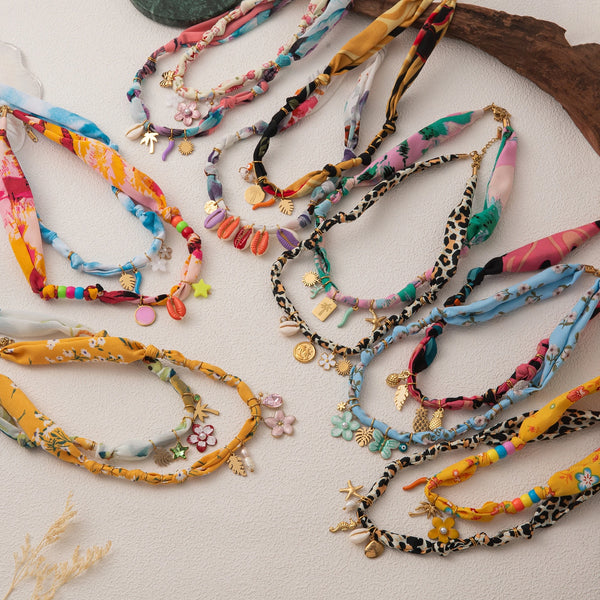 Beach Necklace for Women Colorful Shell Beads 18K Gold Plated Stainless Steel Pendant Handmade Summer Jewelry