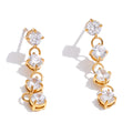 Cubic zirconia geometric chain earrings in gold-plated stainless steel with cubic zirconia.