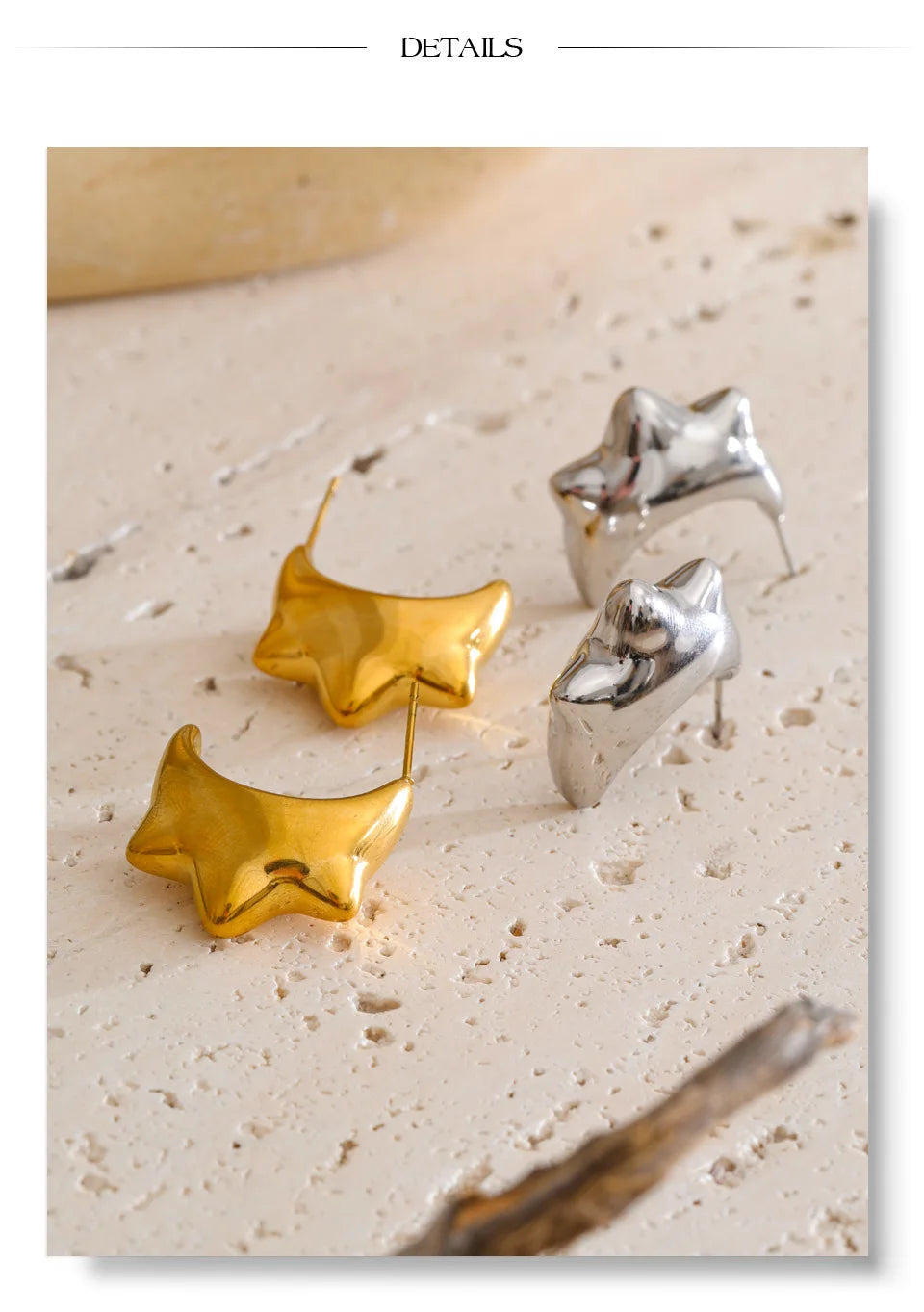 Geometric earrings in gold-plated stainless steel.