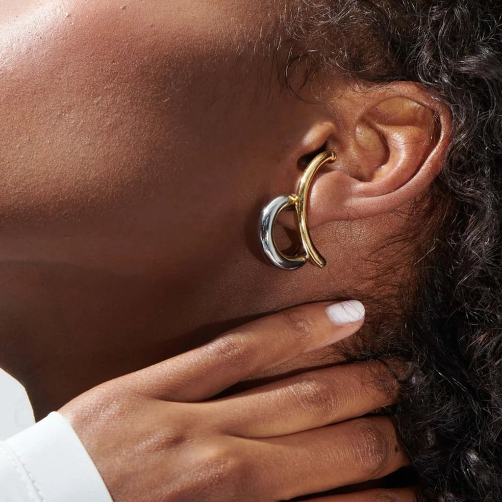 Chunky Silver Hoop Earrings — Stainless Steel · PS057