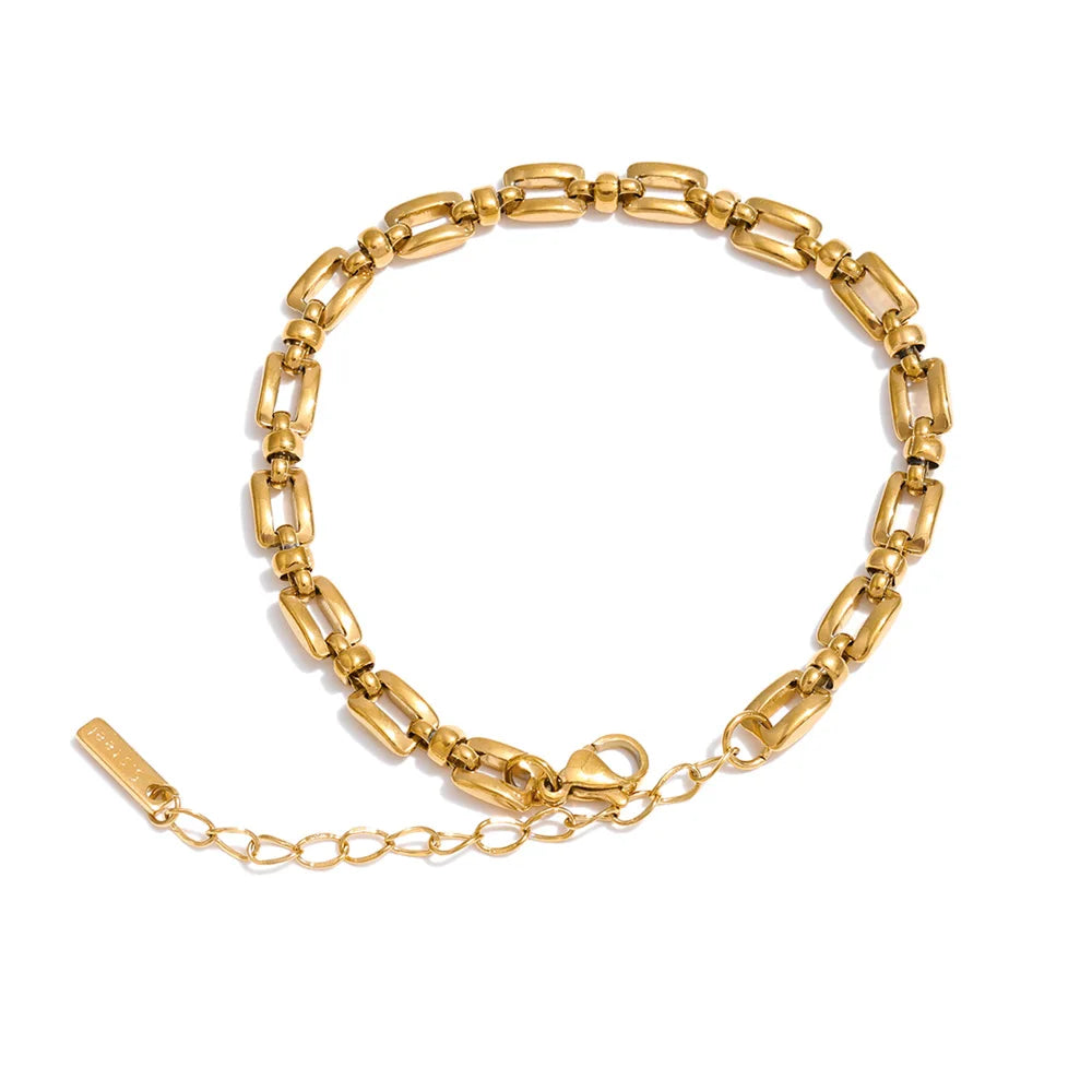 Geometric Chain Bracelet — Gold-Plated Stainless Steel · PS1629