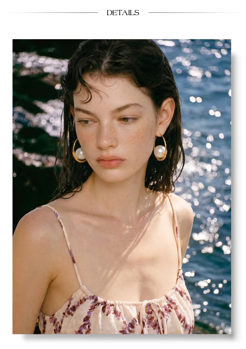 Pearl geometric earrings in gold-plated stainless steel with pearl.
