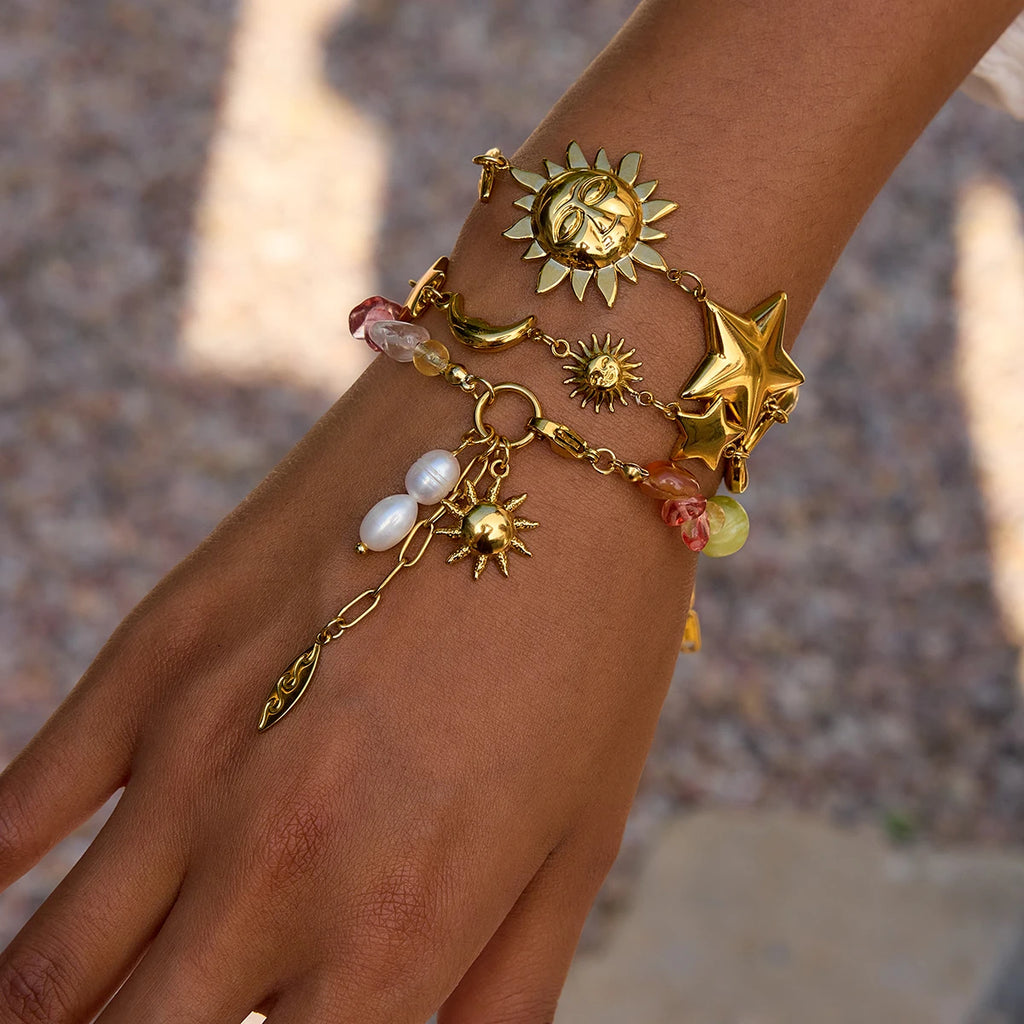 Starfish Pearl Charm Bracelet — Stainless Steel · PS026