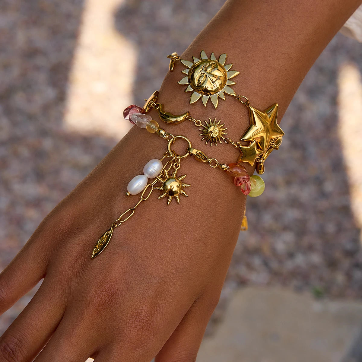 Starfish Pearl Charm Bracelet — Stainless Steel · PS026