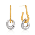 Two-Tone Circle Drop Earrings — Stainless Steel · PS119