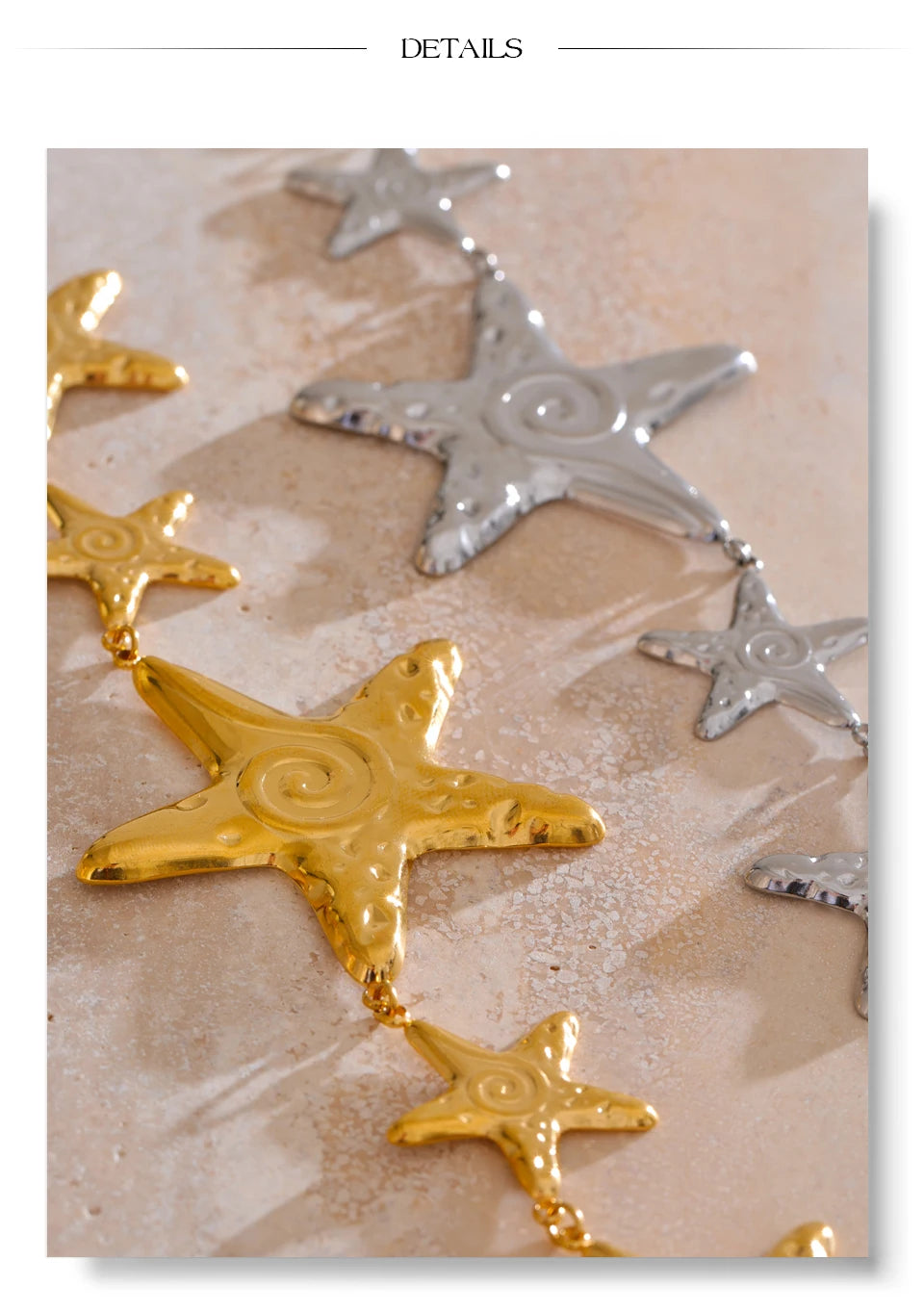 Star chain necklace in gold-plated stainless steel.