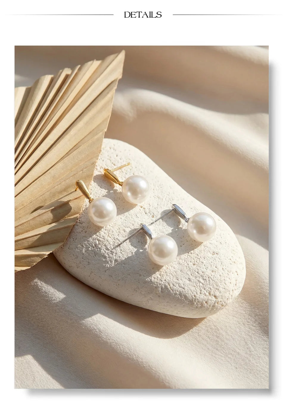 Pearl geometric earrings in gold-plated stainless steel with pearl.