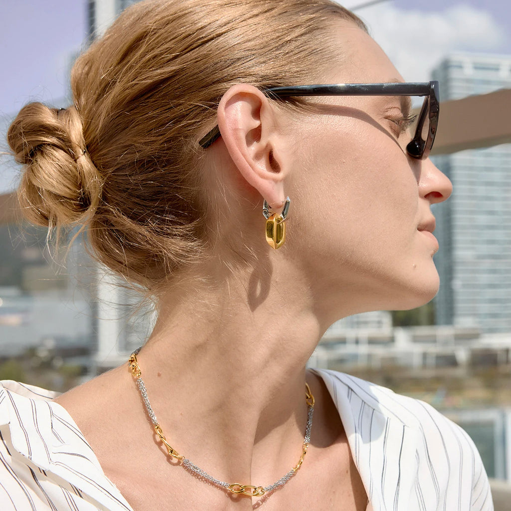 Two-Tone Figaro Chain Necklace — Stainless Steel · PS357