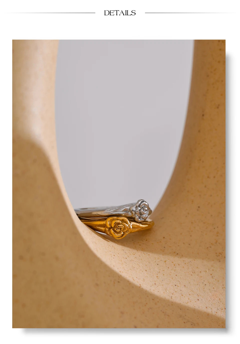 Flower geometric ring in 18K gold-plated stainless steel.