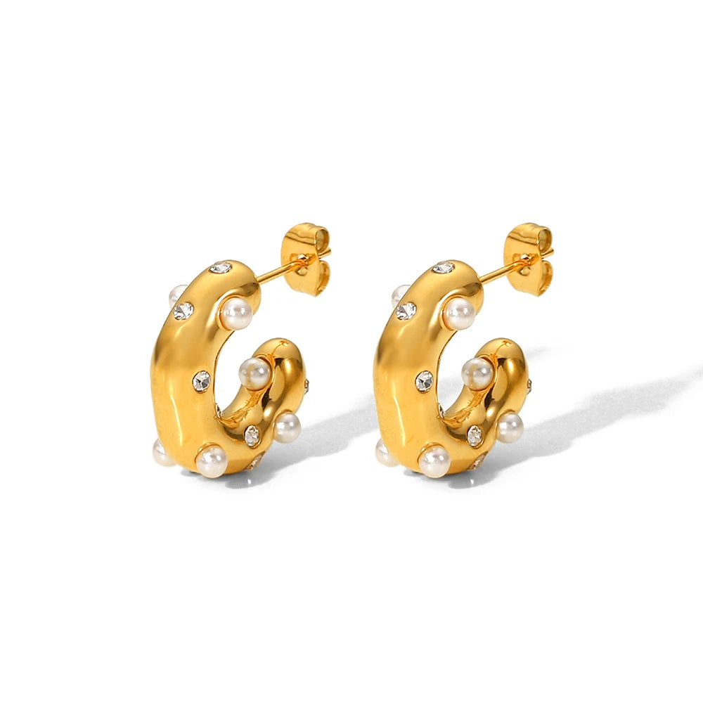 Color CZ Hoop Earrings — Stainless Steel · PS053