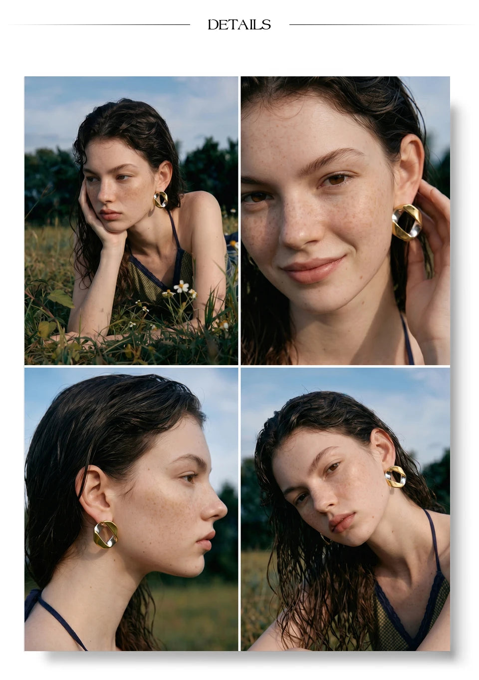 Geometric earrings in gold-plated stainless steel.