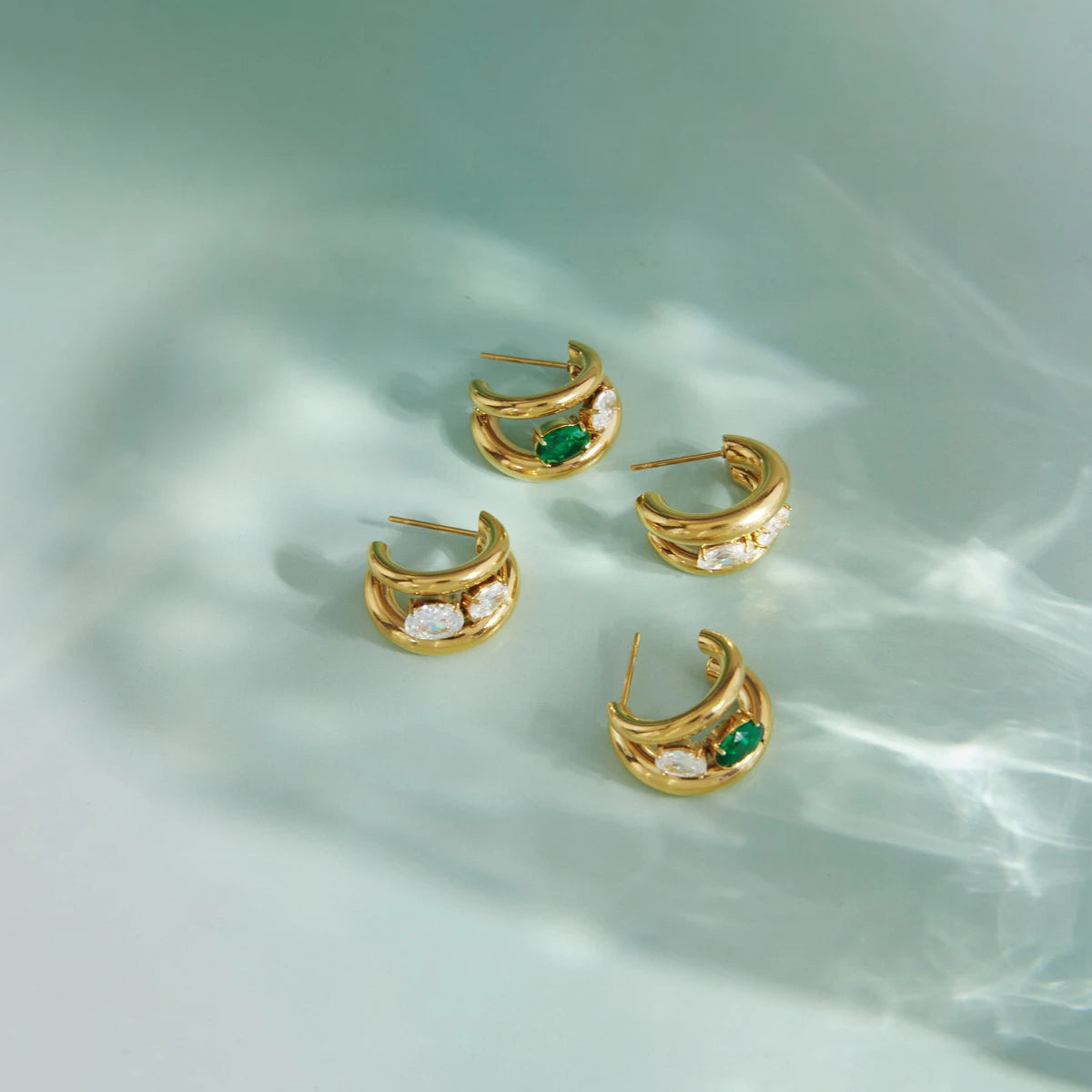 Egg CZ C-Ring Earrings — Stainless Steel · PS301