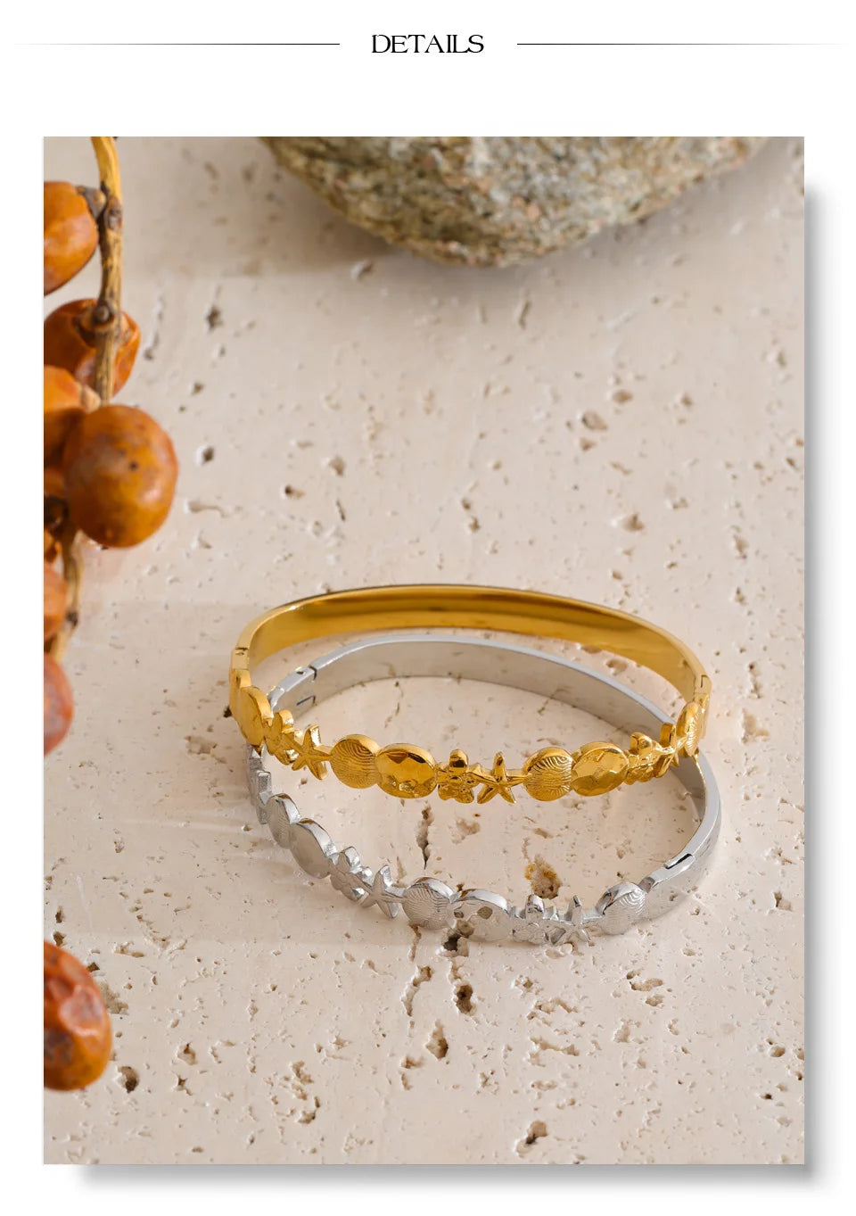 Flower star geometric bracelet in gold-plated stainless steel.