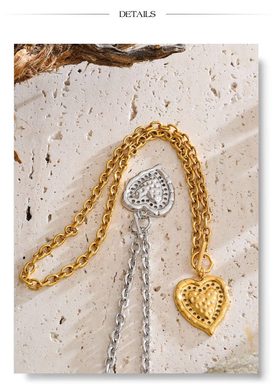 Heart necklace in gold-plated stainless steel.