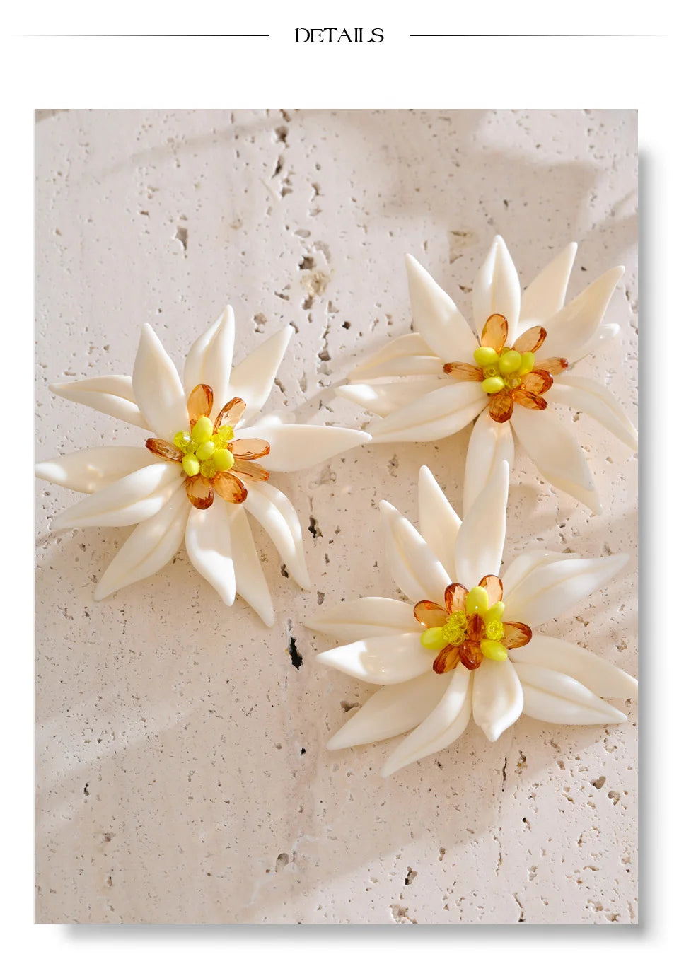 Acrylic Flower Earrings — Gold-Plated Stainless Steel with Acrylic · PS1594