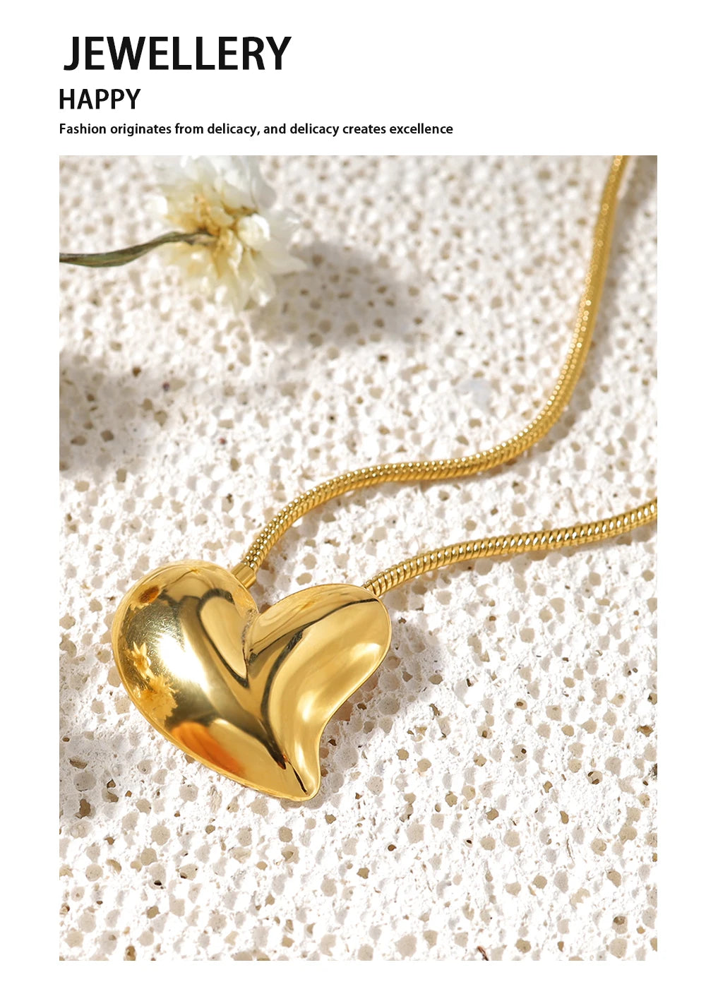 Irregular Heart Pendant Necklace Glossy — 316L Stainless Steel · PS401