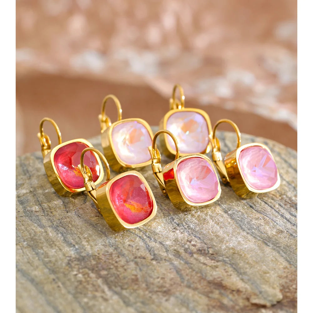 Crystal Multi-Color Geometric Earrings — Gold-Plated Stainless Steel with Crystal · PS1946