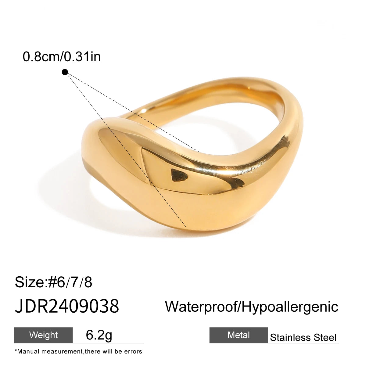 Two-Tone Hollow Irregular Ring — Stainless Steel