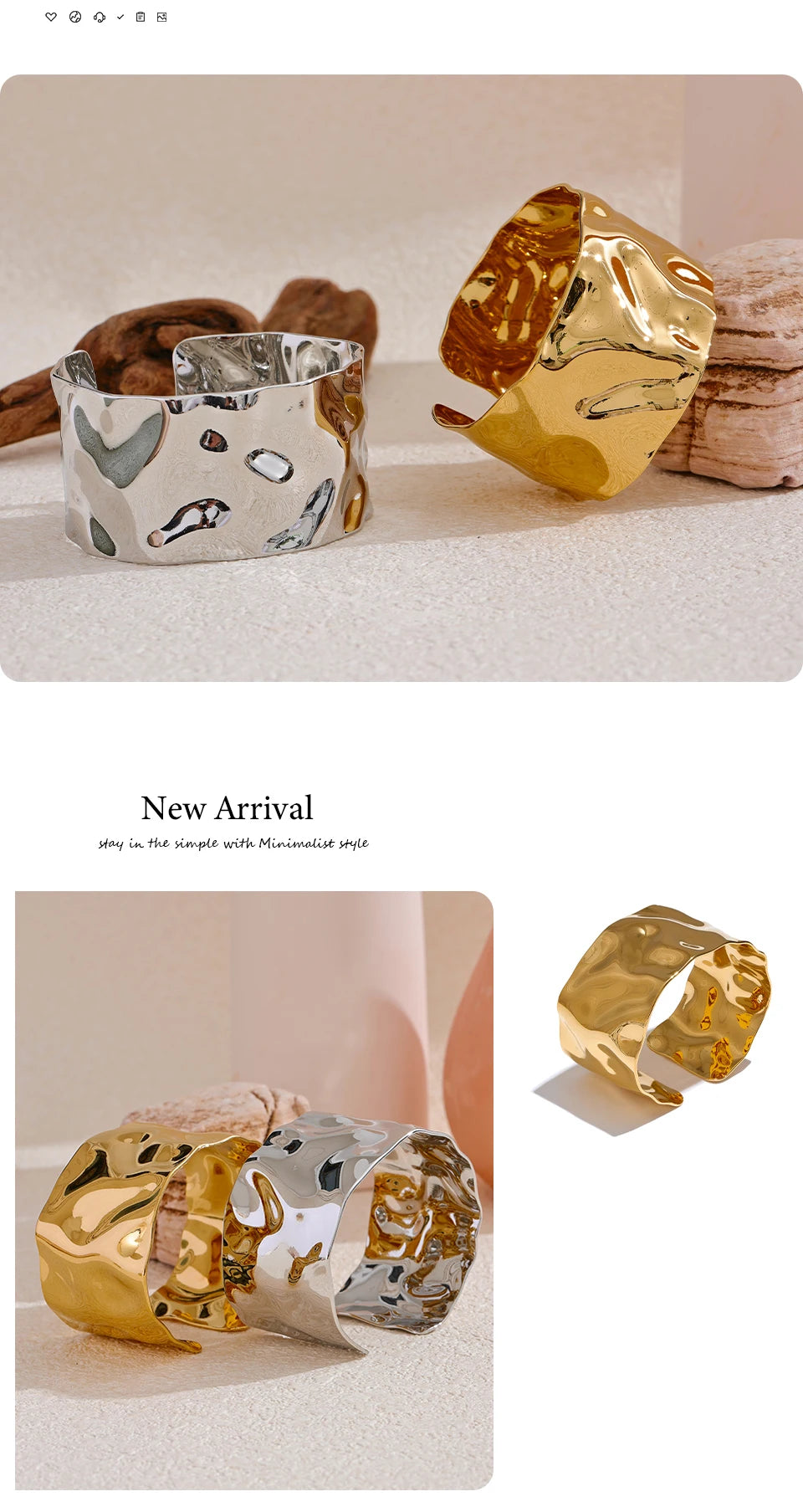 Geometric Bracelet — Gold-Plated Stainless Steel · PS2082