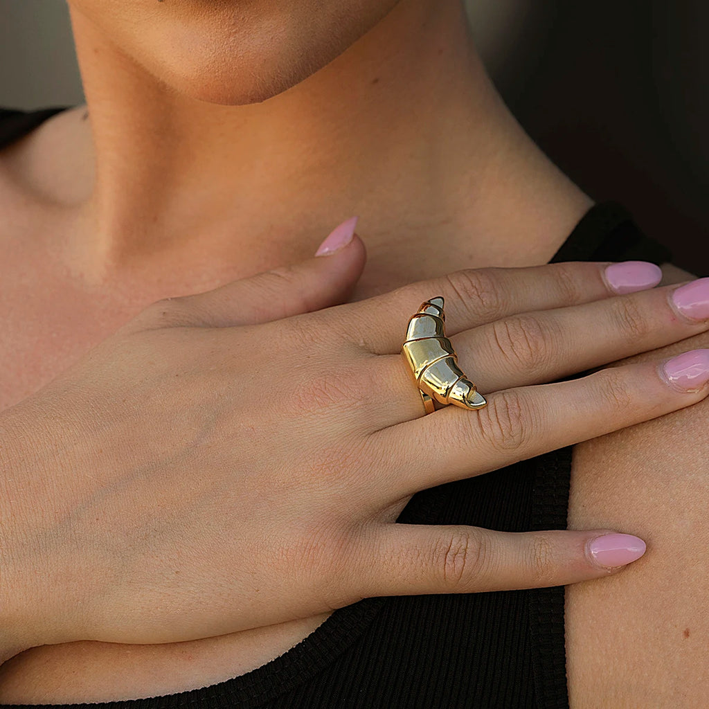 Spiral Shell Open Ring — Stainless Steel · PS245