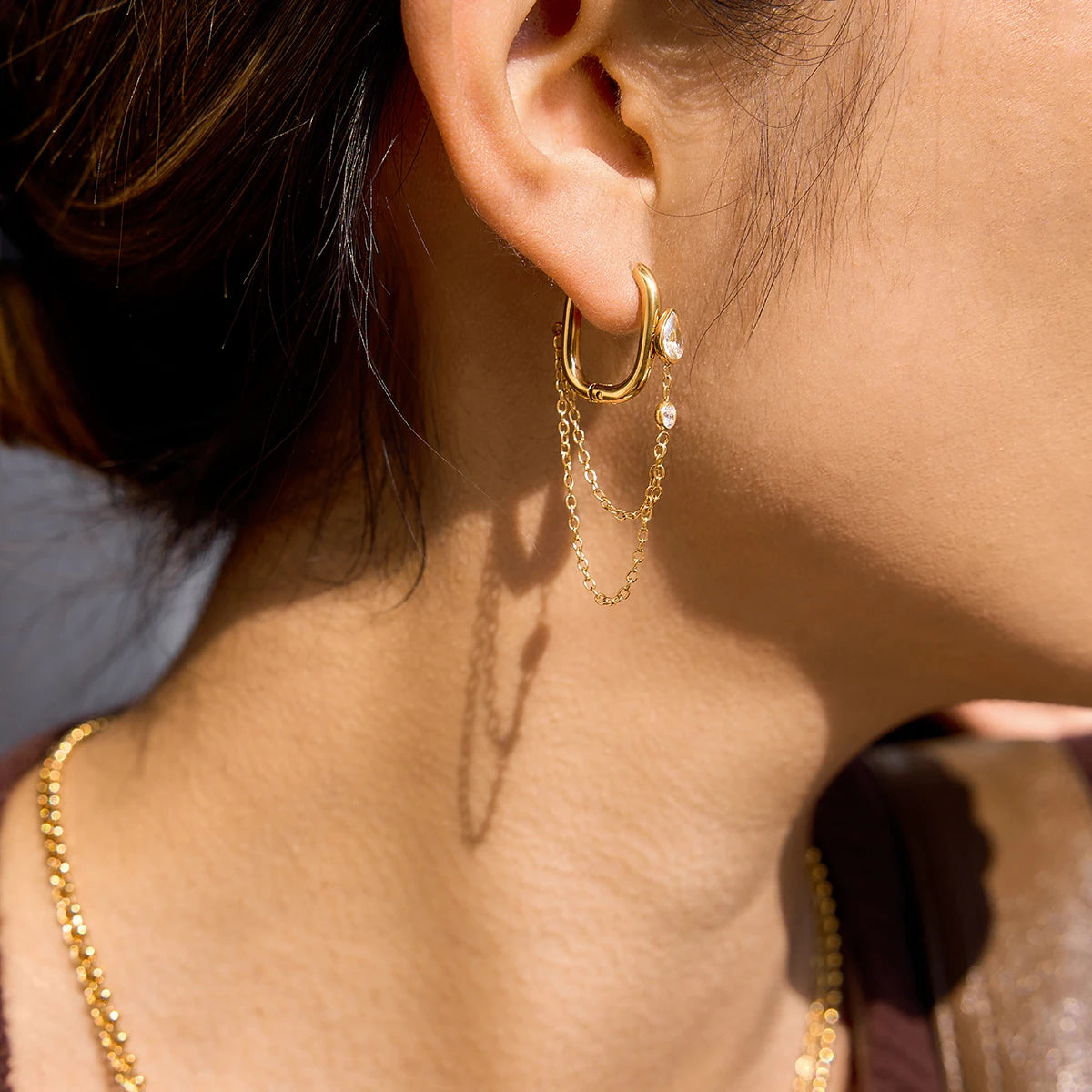 Waterdrop Tassel Earrings — Stainless Steel · PS376
