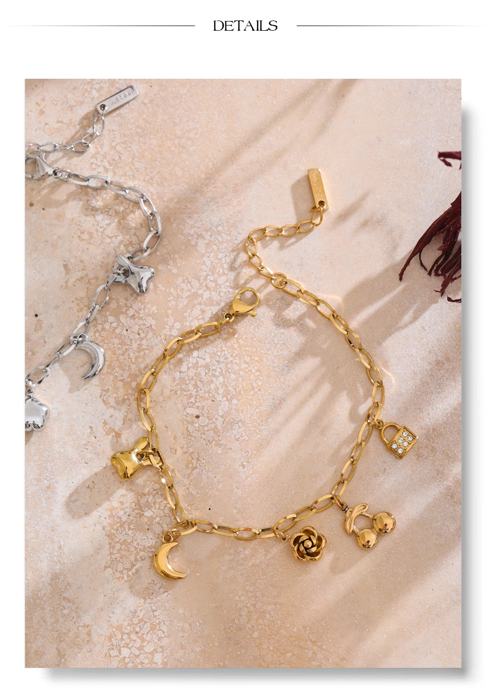 Flower Moon Geometric Bracelet — Gold-Plated Stainless Steel · PS1664