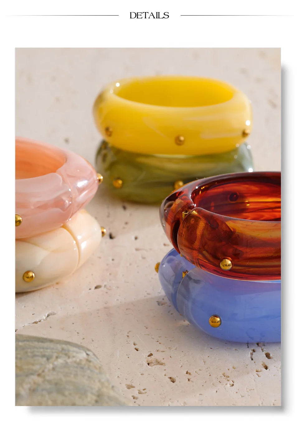 Resin Acrylic Geometric Bracelet — Gold-Plated Stainless Steel with Resin and Acrylic · PS1469